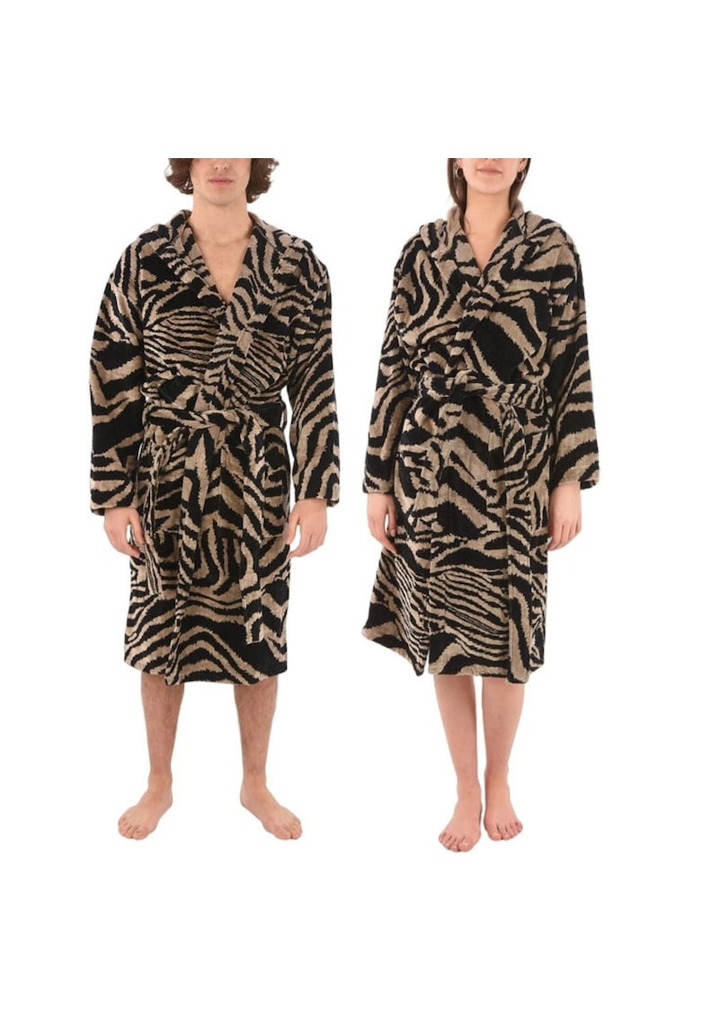 Halat de baie unisex Zebra Cappuccio din bumbac