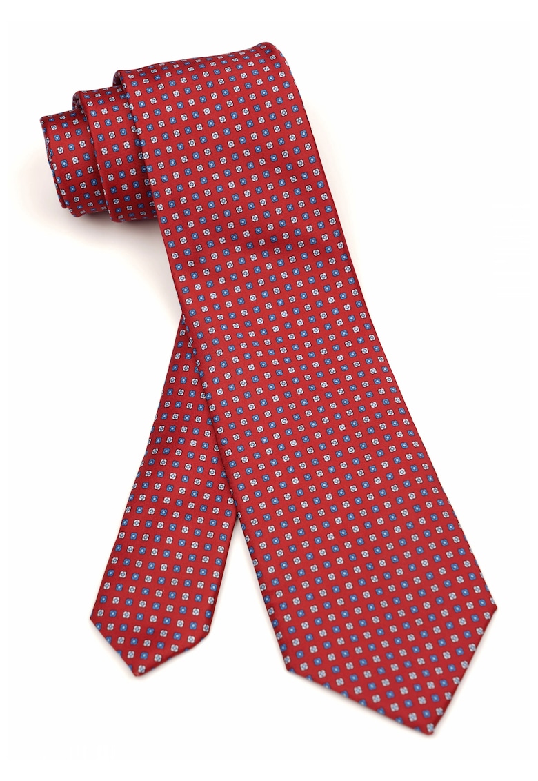 Cravata rosie clasica cu model geometric