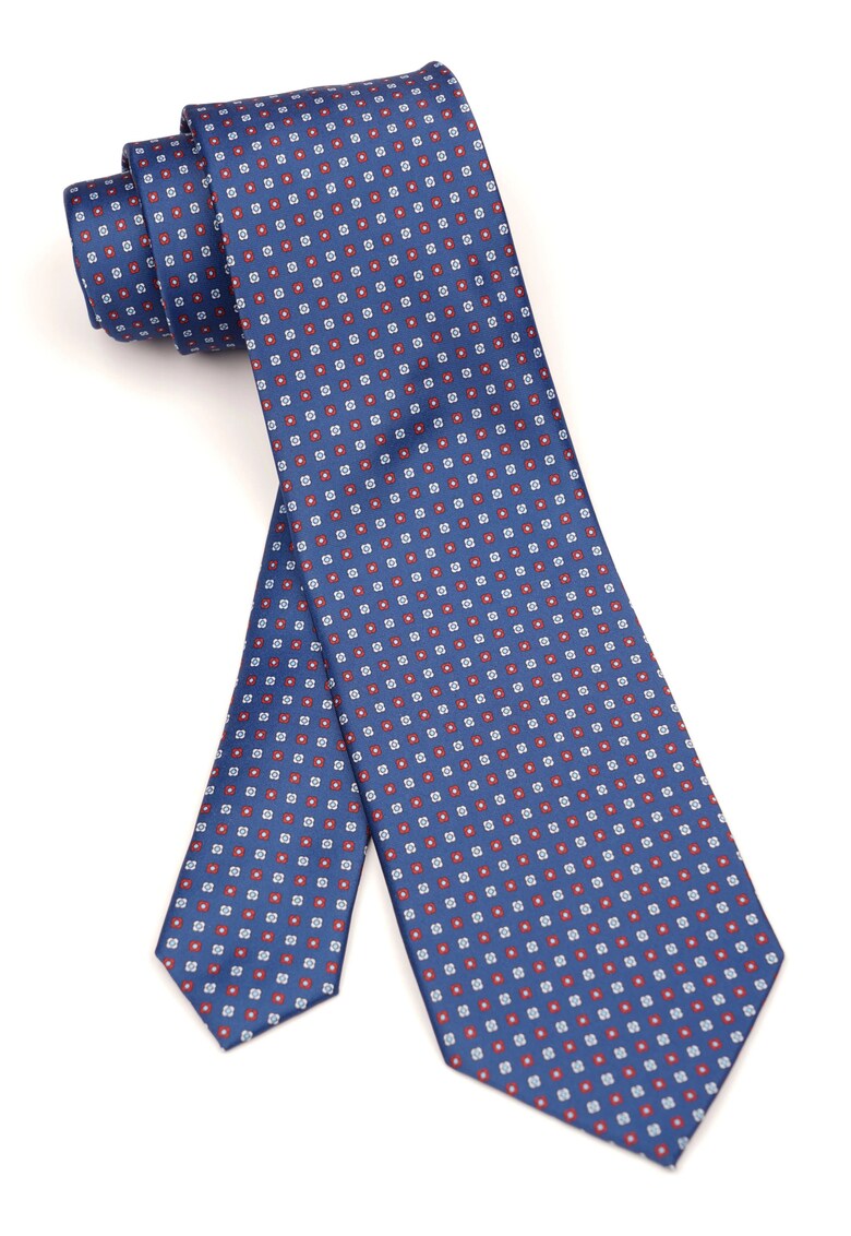 Cravata albastra clasica cu model geometric
