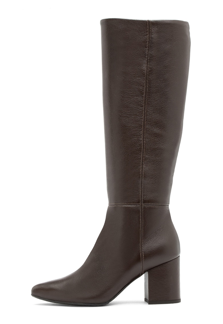 Cizme mid-calf de piele - Maro inchis