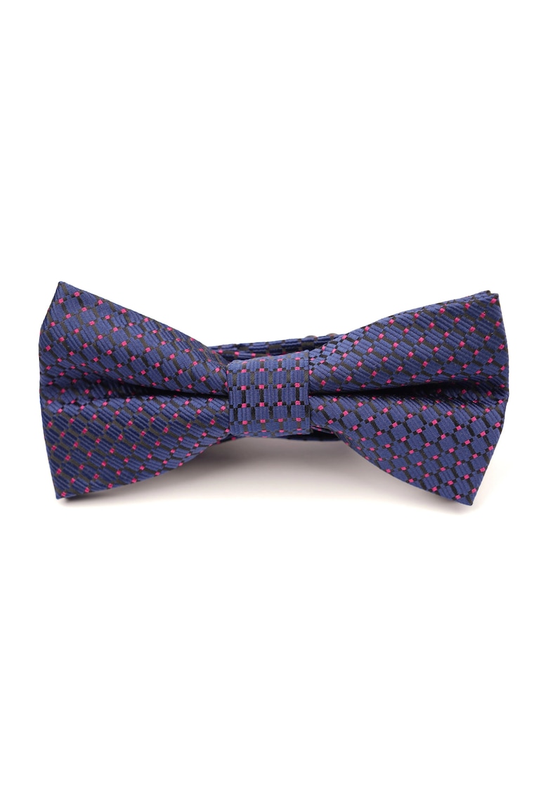 Papion pre-legat albastru cu puncte roz din matase