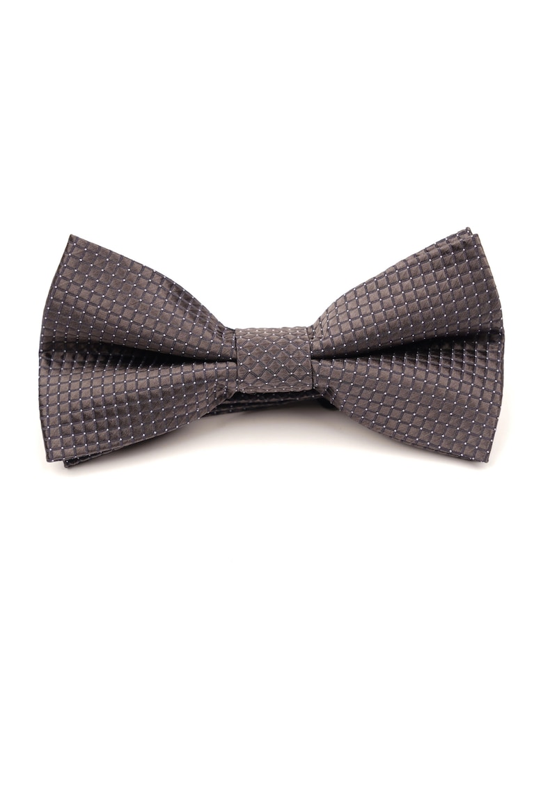 Papion pre-legat gri inchis cu model patrat din matase