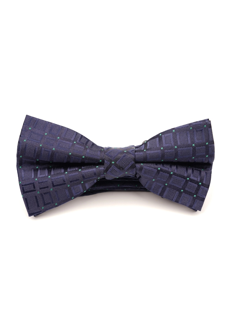 Papion pre-legat albastru inchis cu puncte verzi din matase