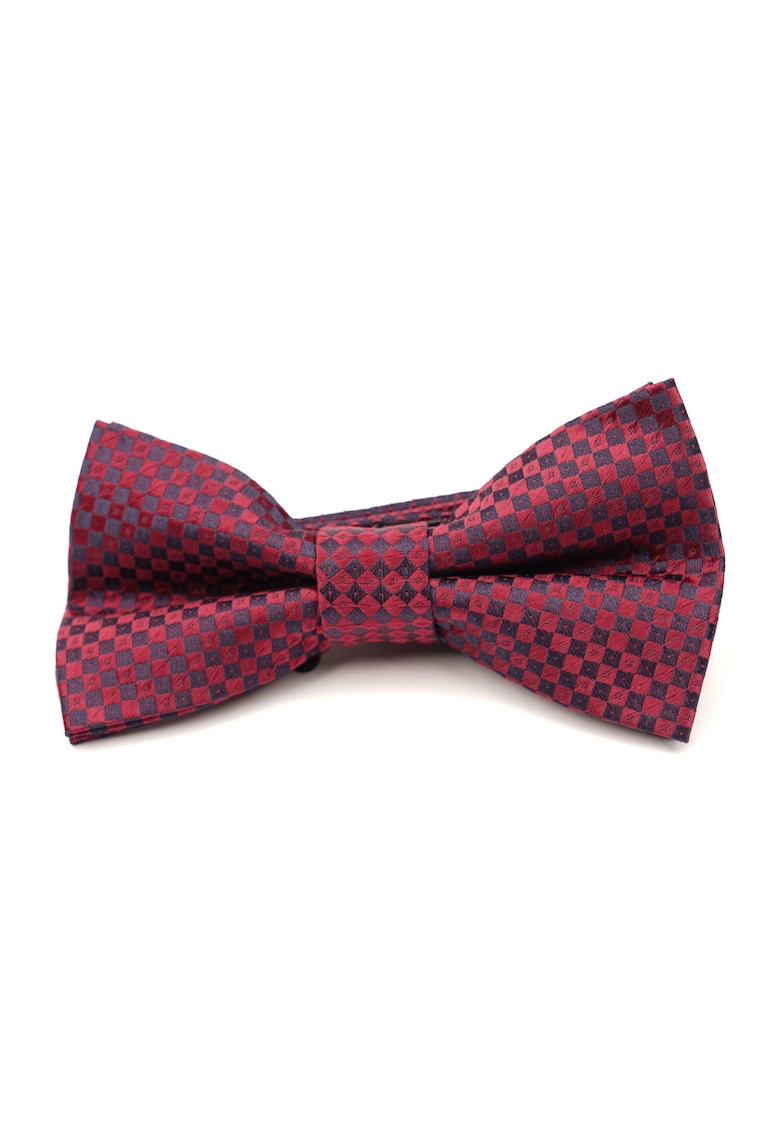 Papion pre-legat bordo cu carouri negre din matase