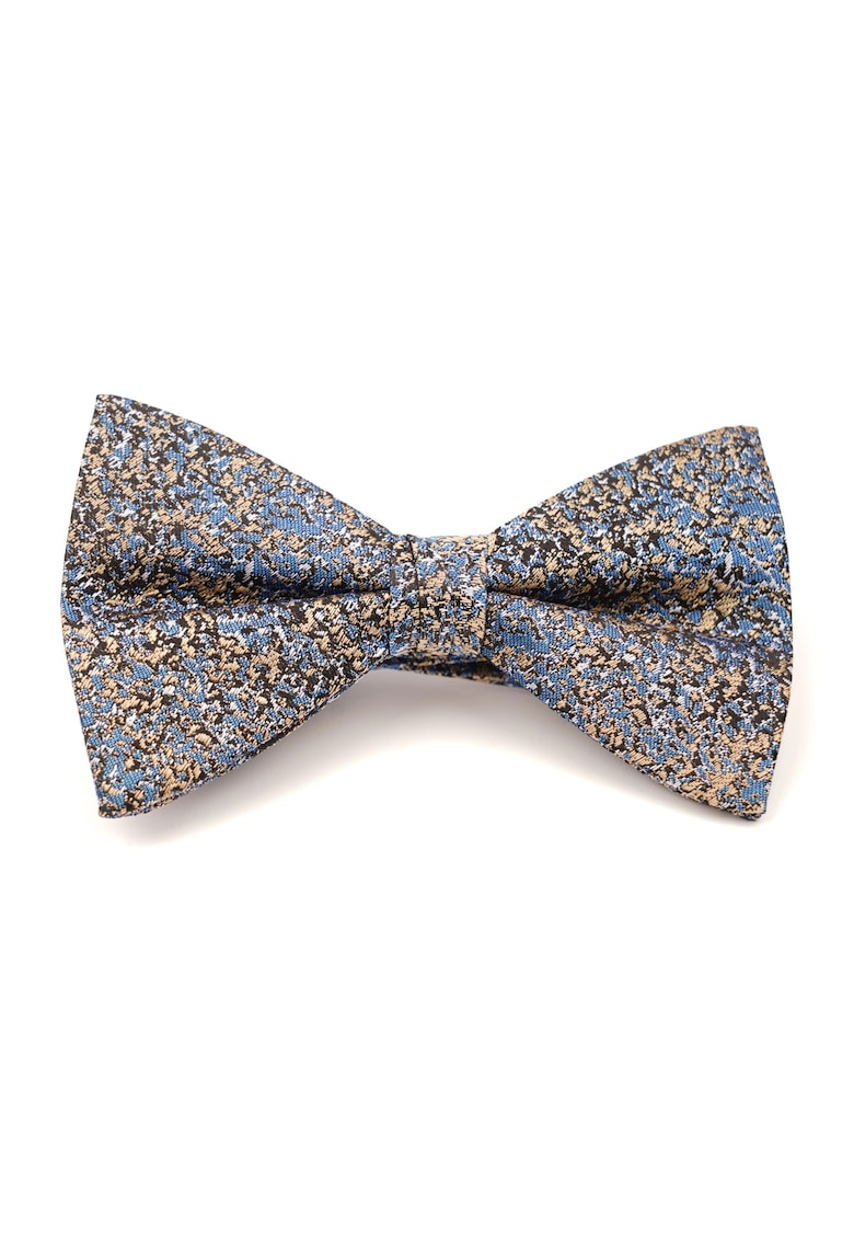 Papion pre-legat bleumarin cu model abstract auriu din matase