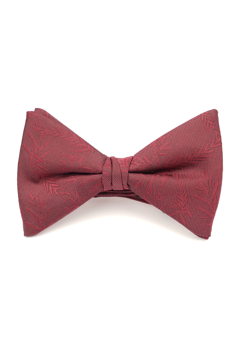 Papion pre-legat bordo din matase cu model floral discret