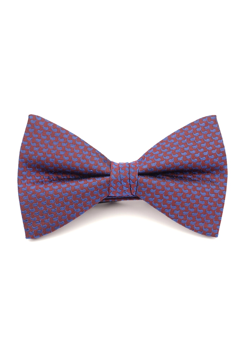 Papion bordo cu imprimeu albastru geometric