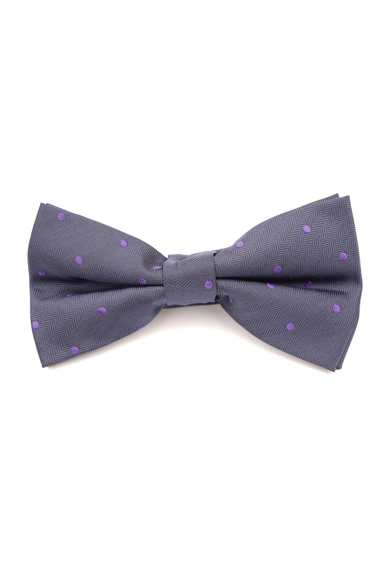 Papion pre-legat bleumarin cu buline mov din matase