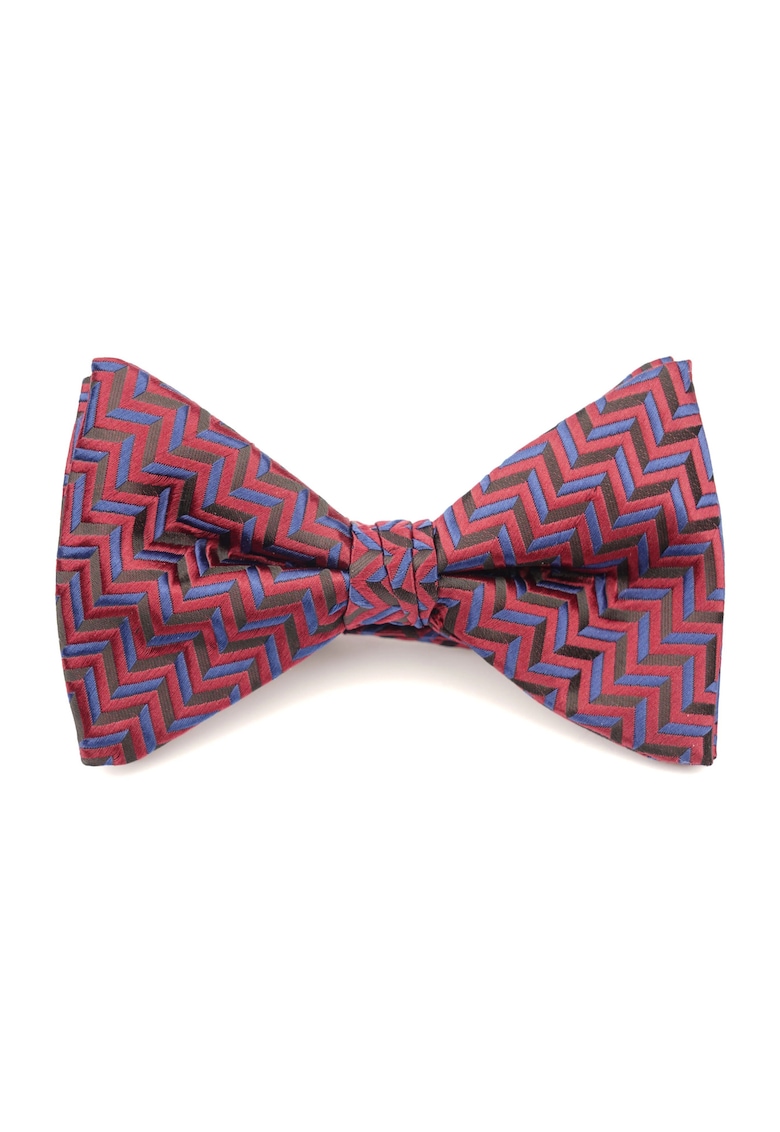 Papion rosu cu model geometric albastru – 100% matase