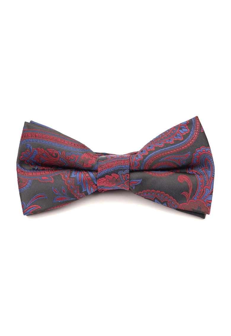 Papion negru cu model paisley rosu si albastru – 100% matase