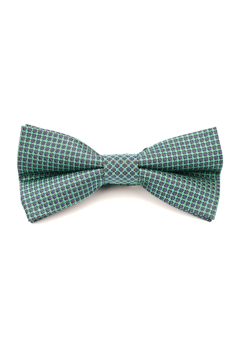 Papion verde cu model geometric albastru – 100% matase