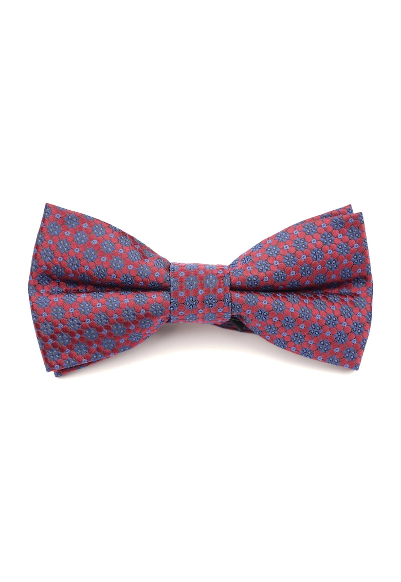 Papion elegant rosu cu imprimeu floral albastru