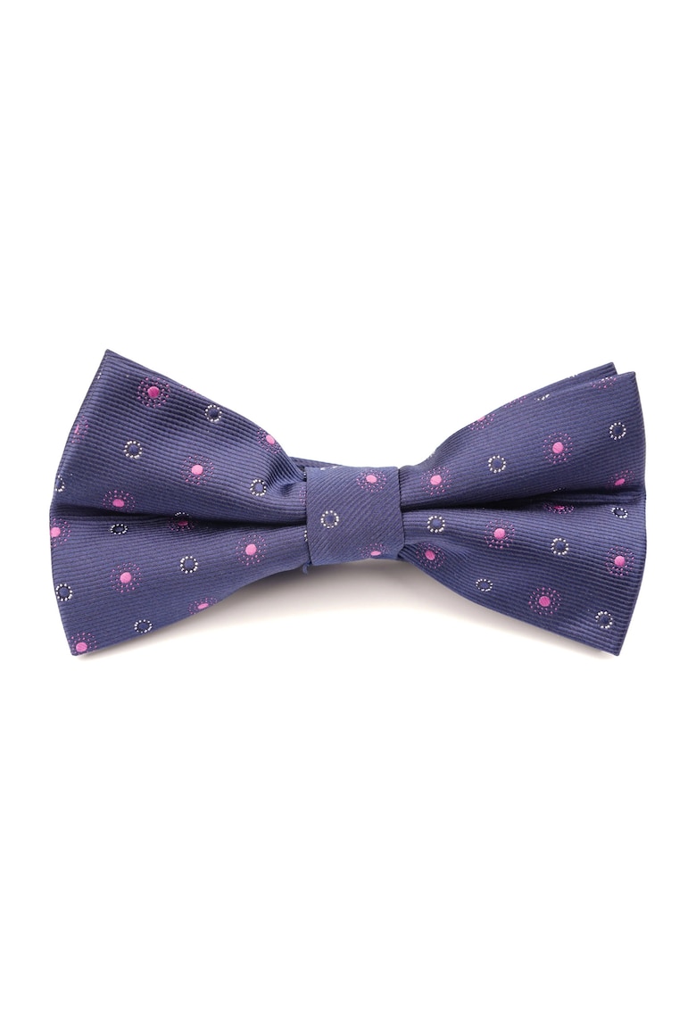 Papion albastru cu imprimeu puncte roz si albe
