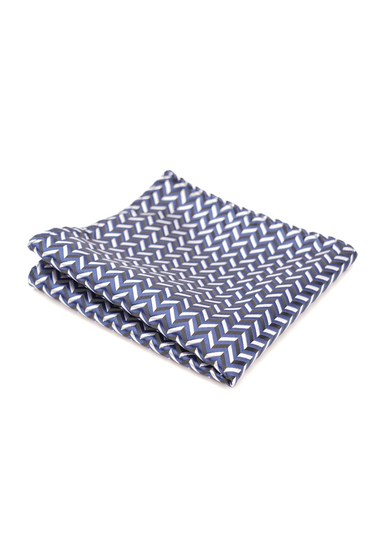 Batista de buzunar albastra cu imprimeu zig-zag