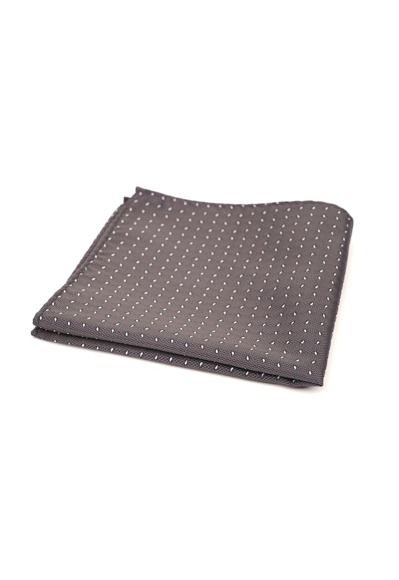 Batista de buzunar gri cu imprimeu punctat alb
