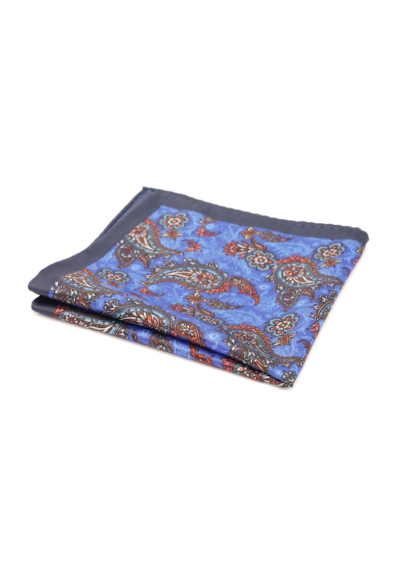 Batista de buzunar albastra cu imprimeu paisley multicolor
