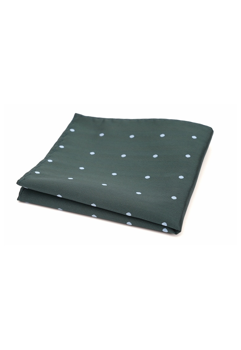 Batista de buzunar verde cu buline albe