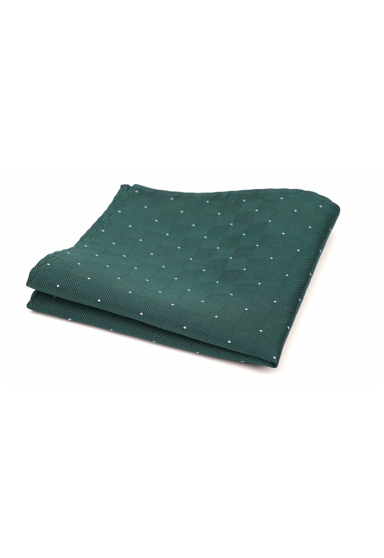 Batista de buzunar verde inchis cu buline mici albe