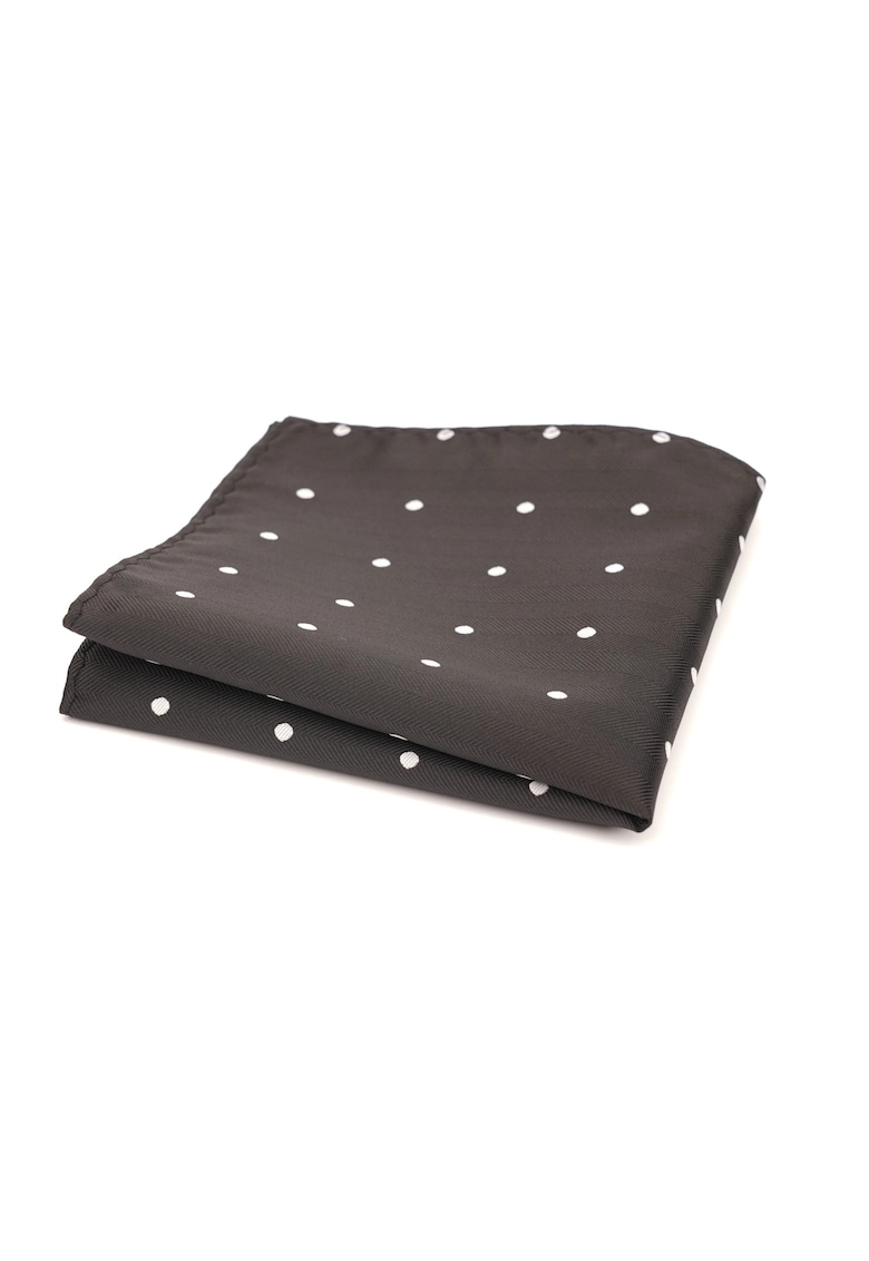 Batista de buzunar gri cu buline albe