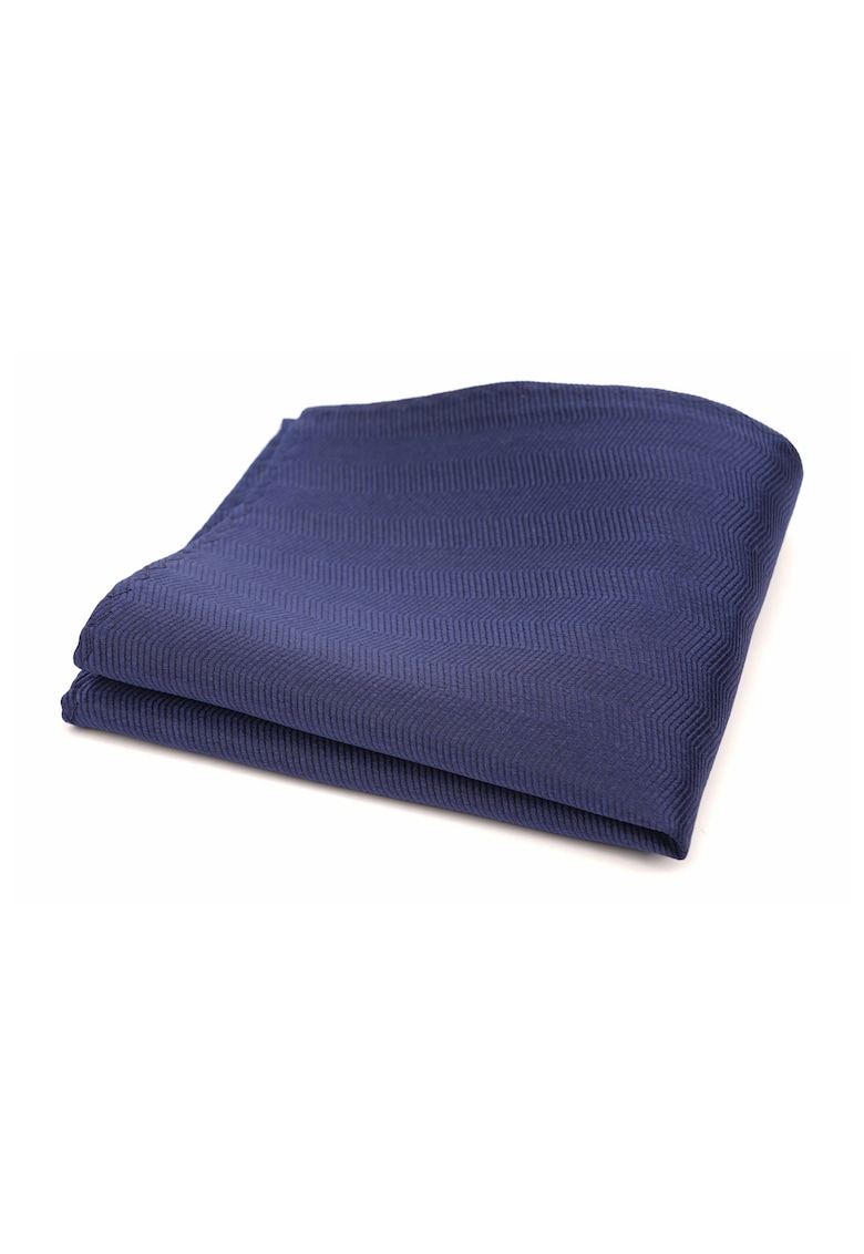 Batista de buzunar albastru inchis uni cu textura discreta