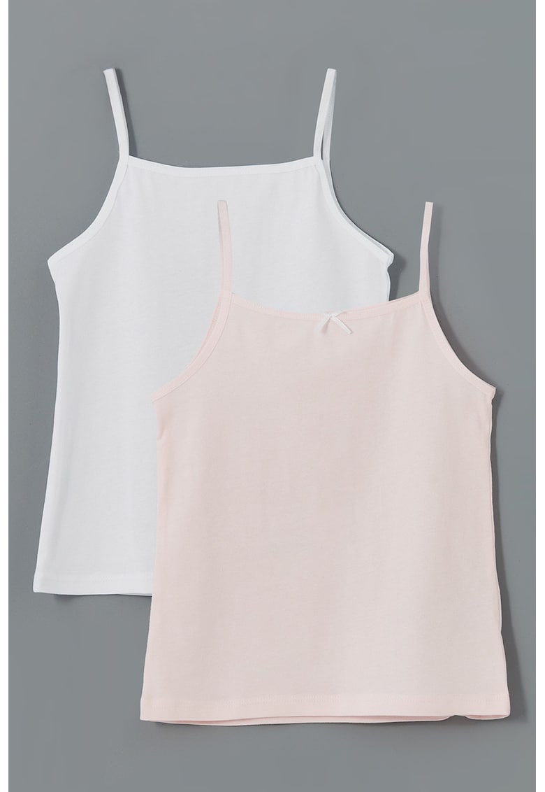 Set de top-uri din bumbac cu bretele inguste - 2 piese