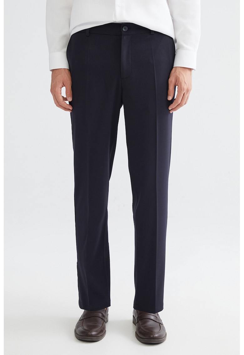 Pantaloni chino cu talie medie - Bleumarin