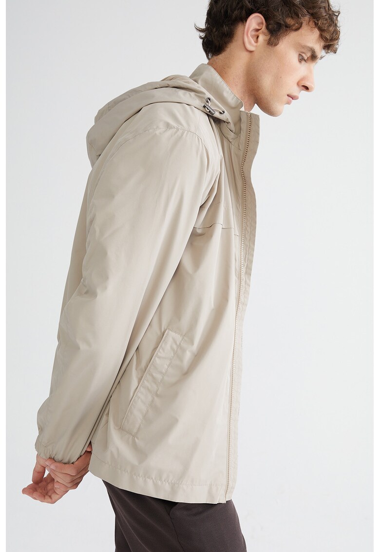 Jacheta cu gluga si buzunare laterale - Maro taupe