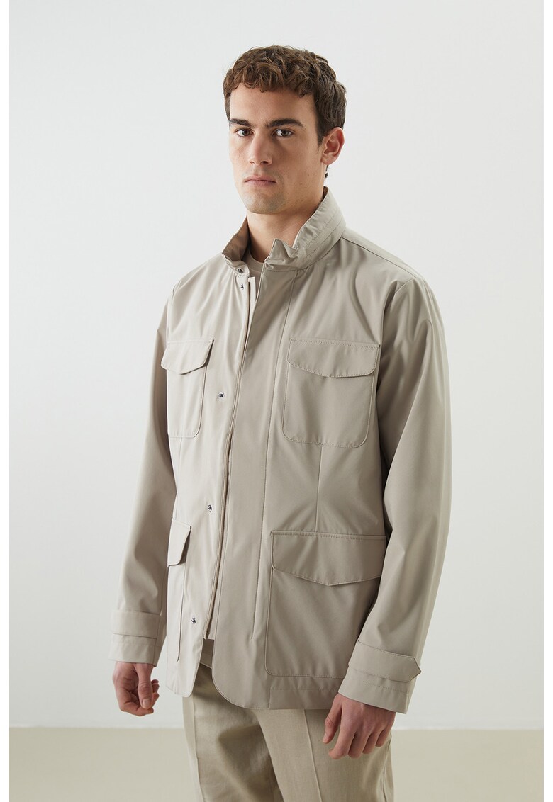 Jacheta cu buzunare cu clapa - Maro taupe