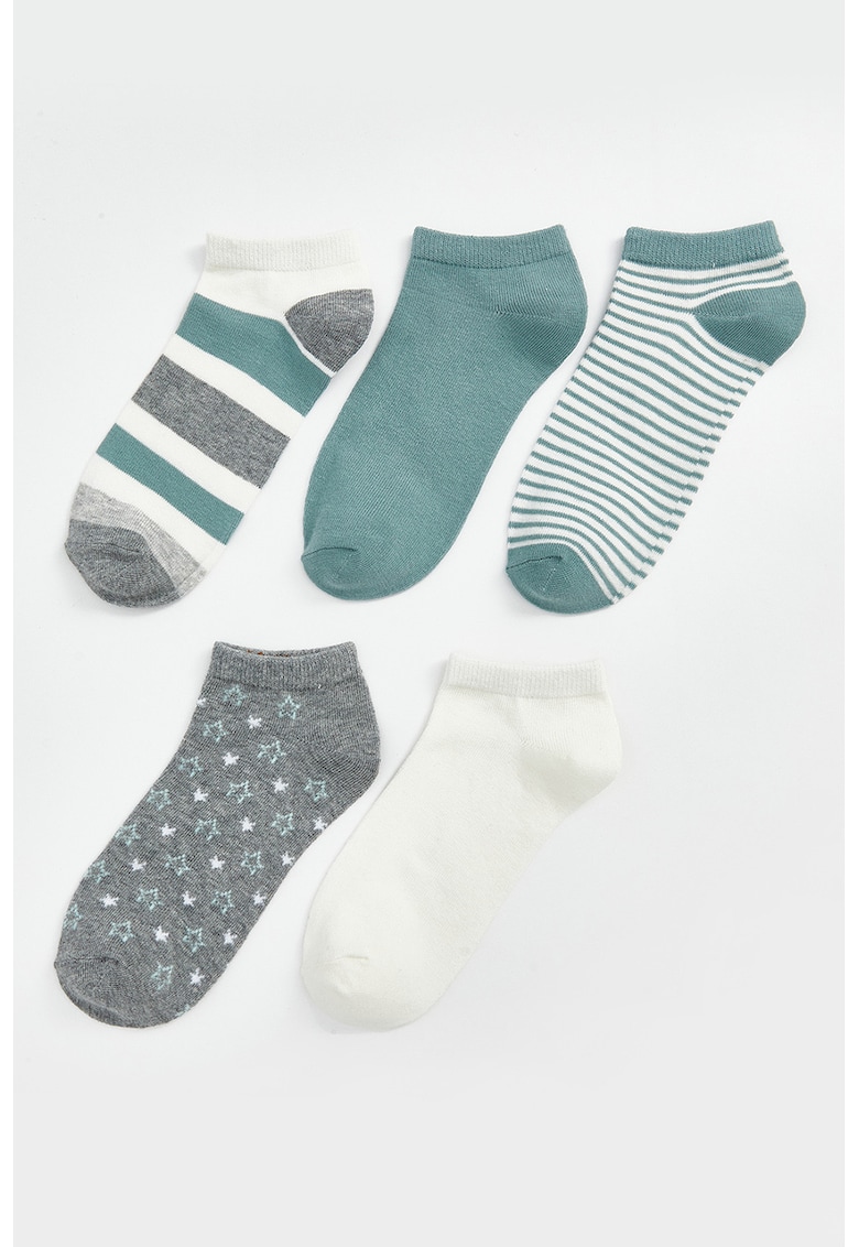 Set de sosete pana la glezna cu model si uni - 5 perechi