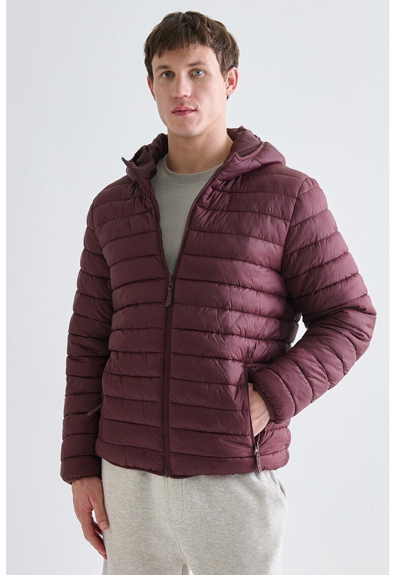 Jacheta cu gluga si vatelina - Visiniu