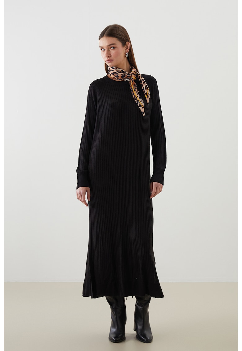 Rochie striata cu maneci lungi