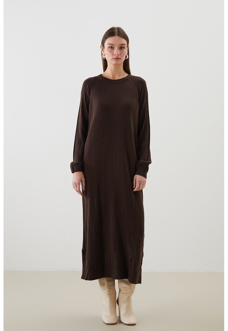 Rochie striata cu maneci lungi