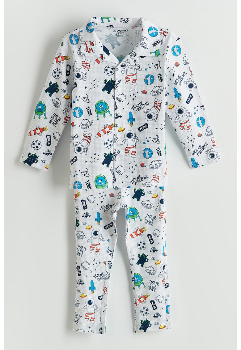 Pijama cu imprimeu si nasturi