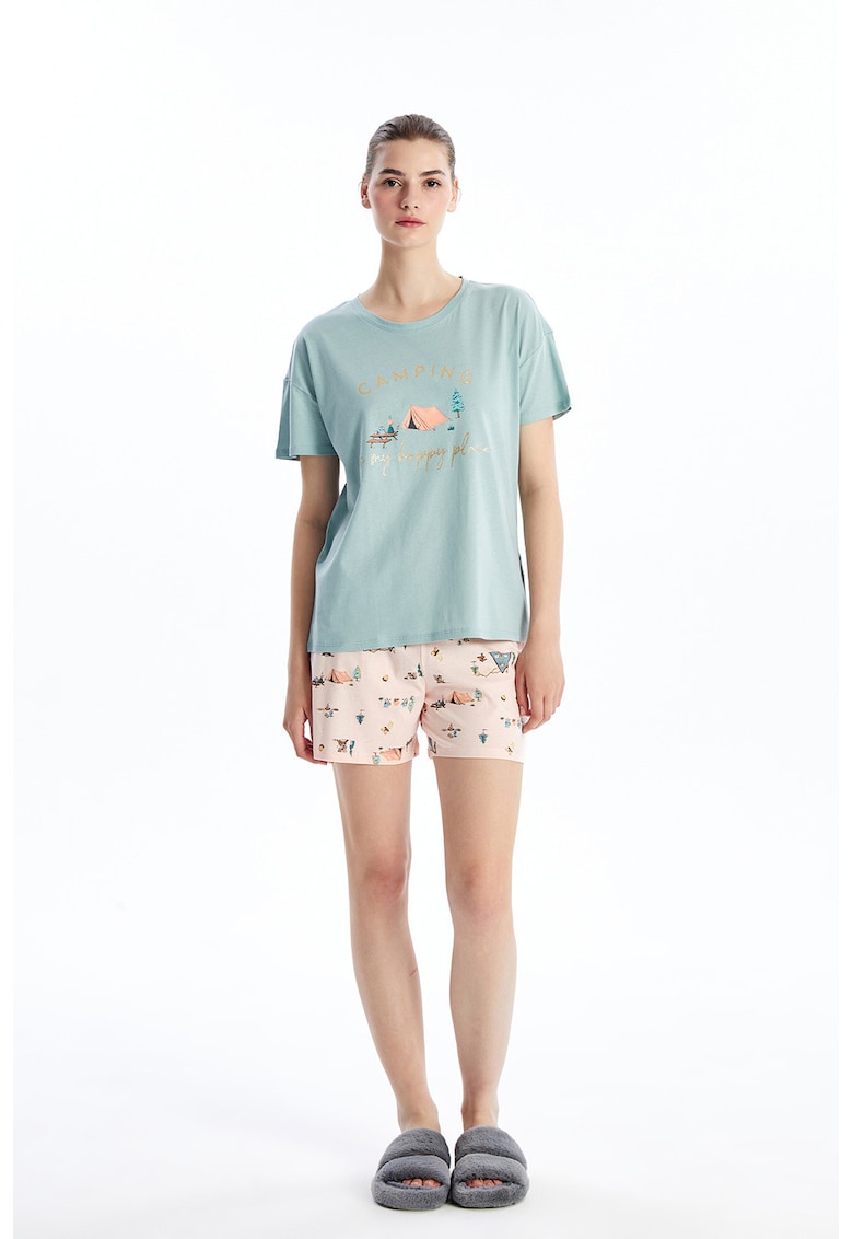 Pijama scurta de bumbac cu imprimeu