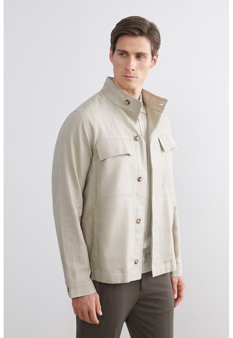 Camasa din amestec de in cu nasturi