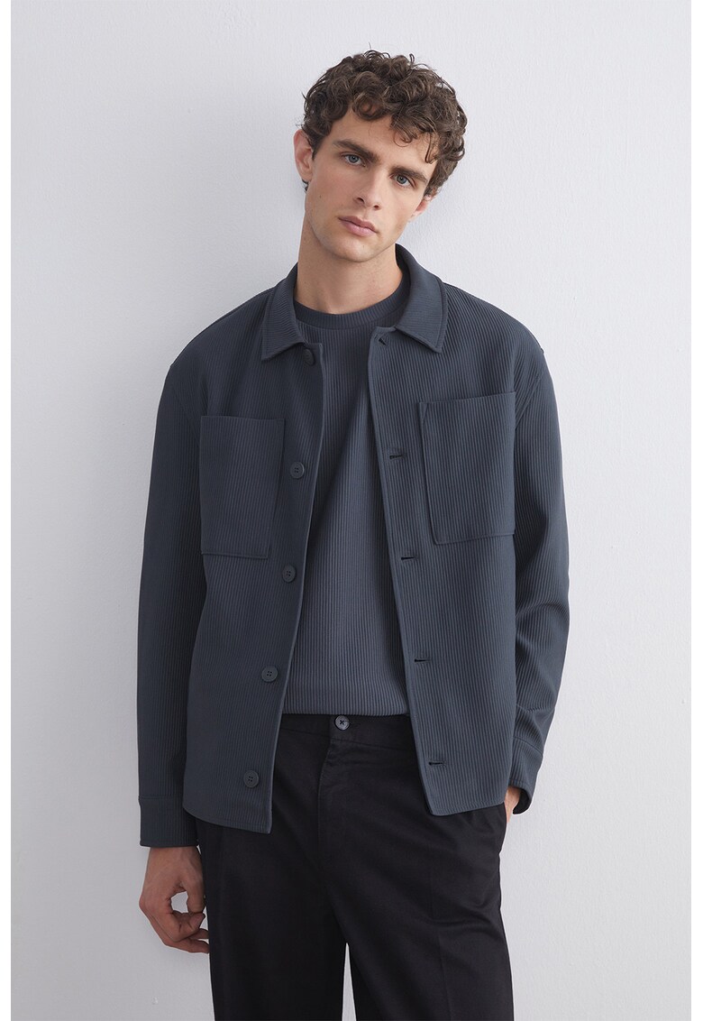 Jacheta-camasa cu buzunare pe piep - Gri carbune