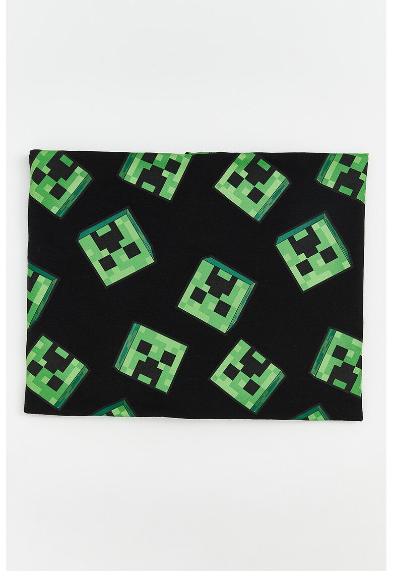 Fular circular cu model grafic - Negru/Verde lime