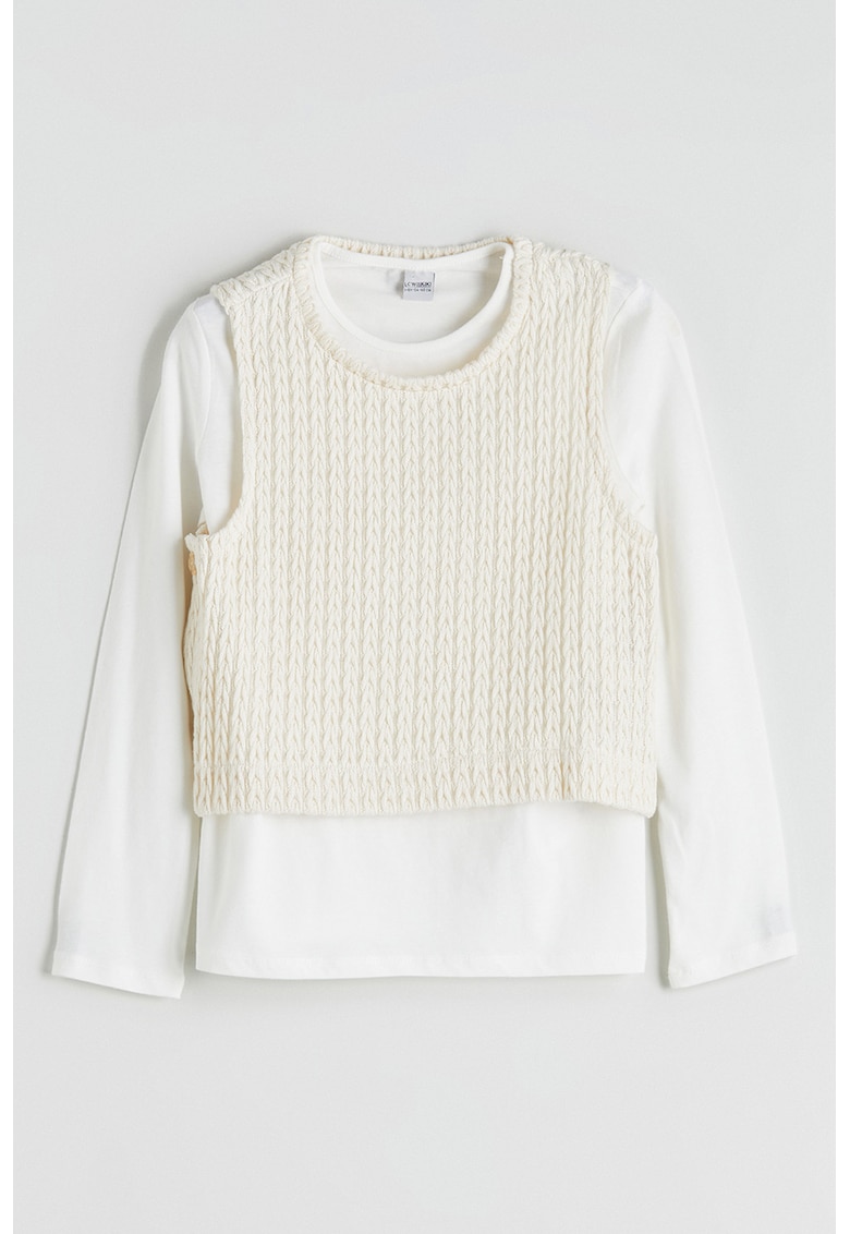 Bluza cu decolteu la baza gatului si vesta detasabila