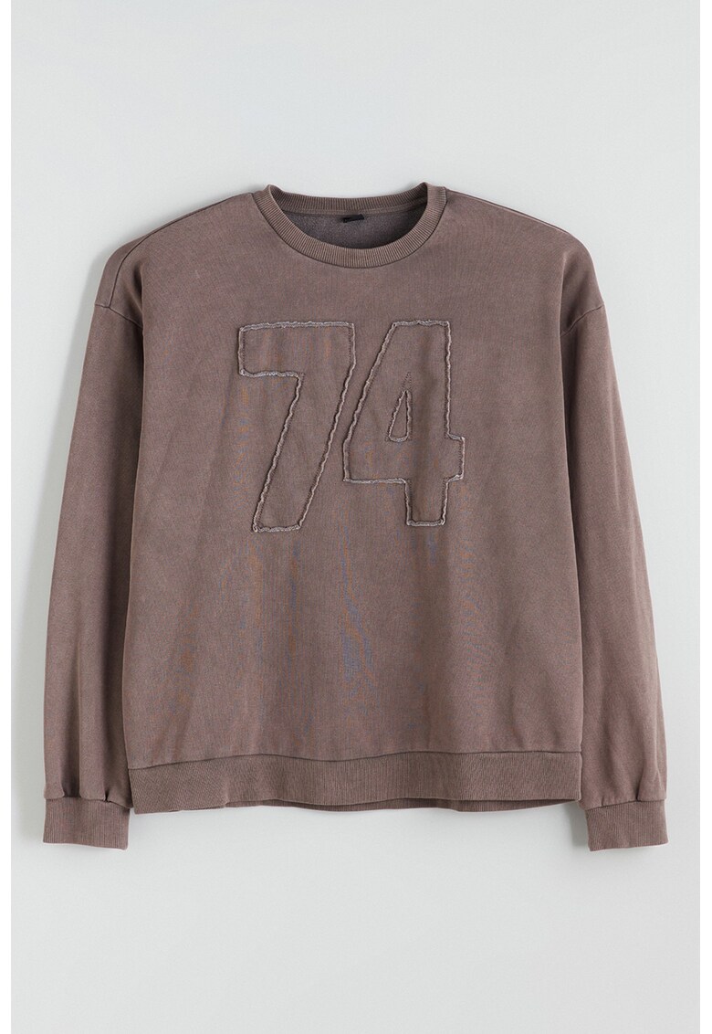 Bluza de trening cu decolteu rotund - Maro