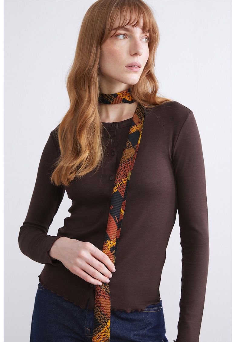 Cardigan cu nasturi si maneci lungi