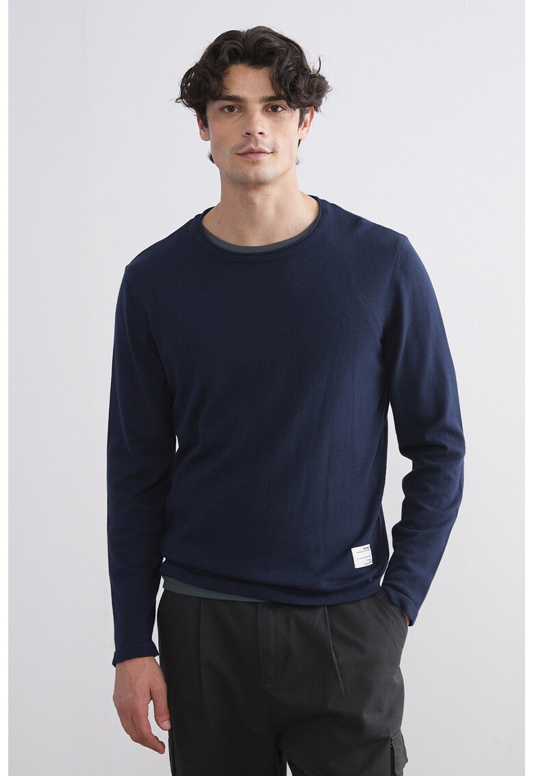 Pulover cu decolteu rotund - Bleumarin