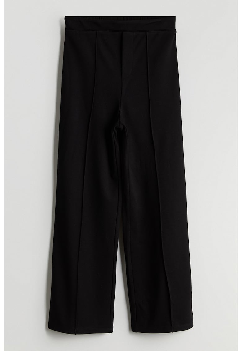 Pantaloni cu croiala ampla si talie inalta - Negru