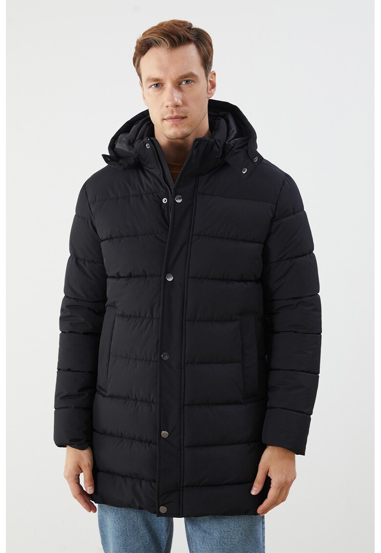 Geaca matlasata cu buzunare laterale - Negru