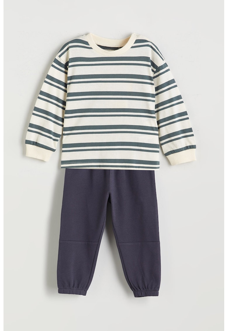 Set de bluza de trening cu model in dungi si pantaloni uni de trening - 2 piese