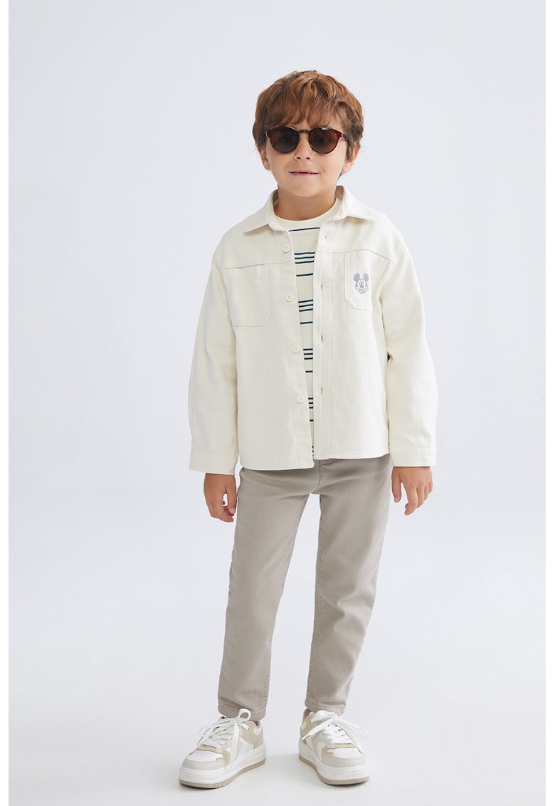 Camasa de denim cu imprimeu Mickey Mouse pe partea din spate