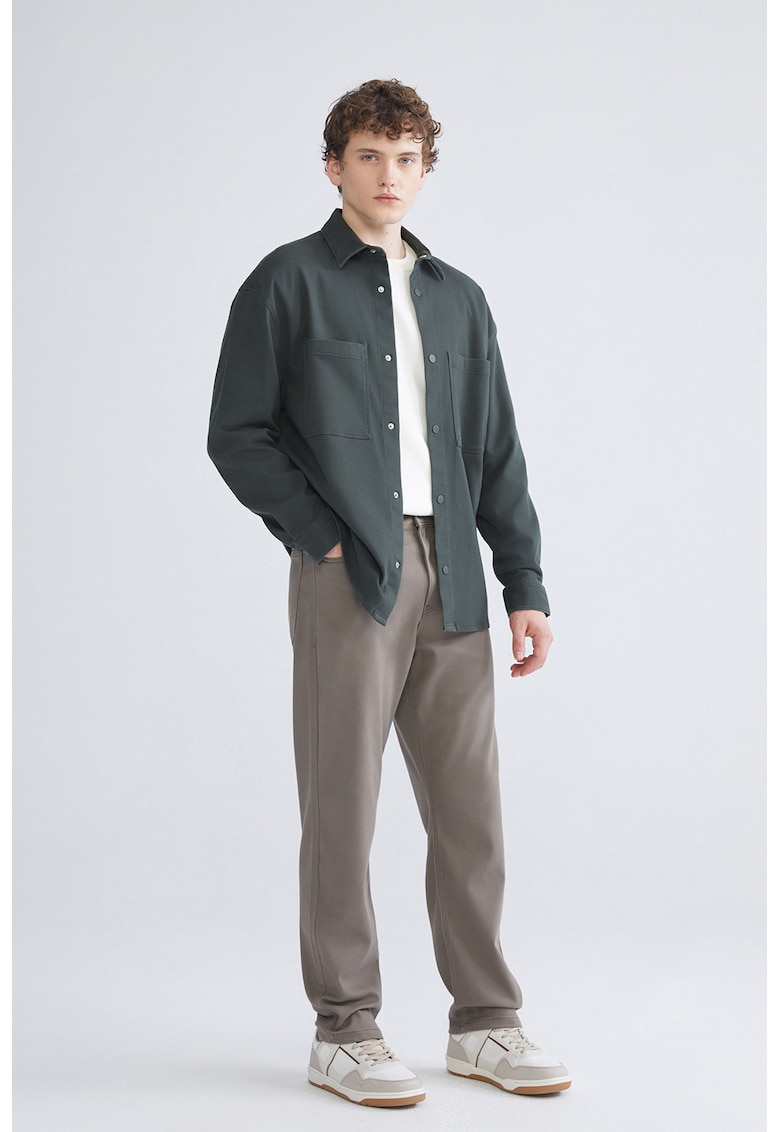 Pantaloni drepti cu talie medie - Maro taupe