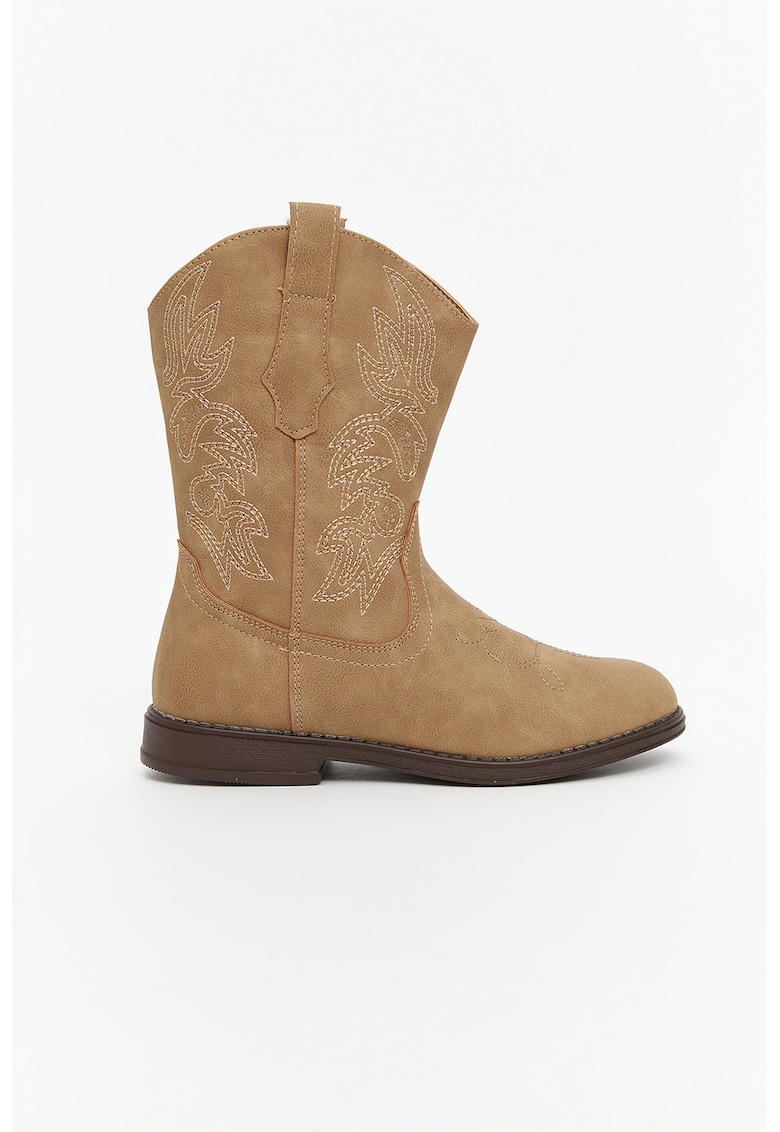 Cizme cowboy fara inchidere - Bej