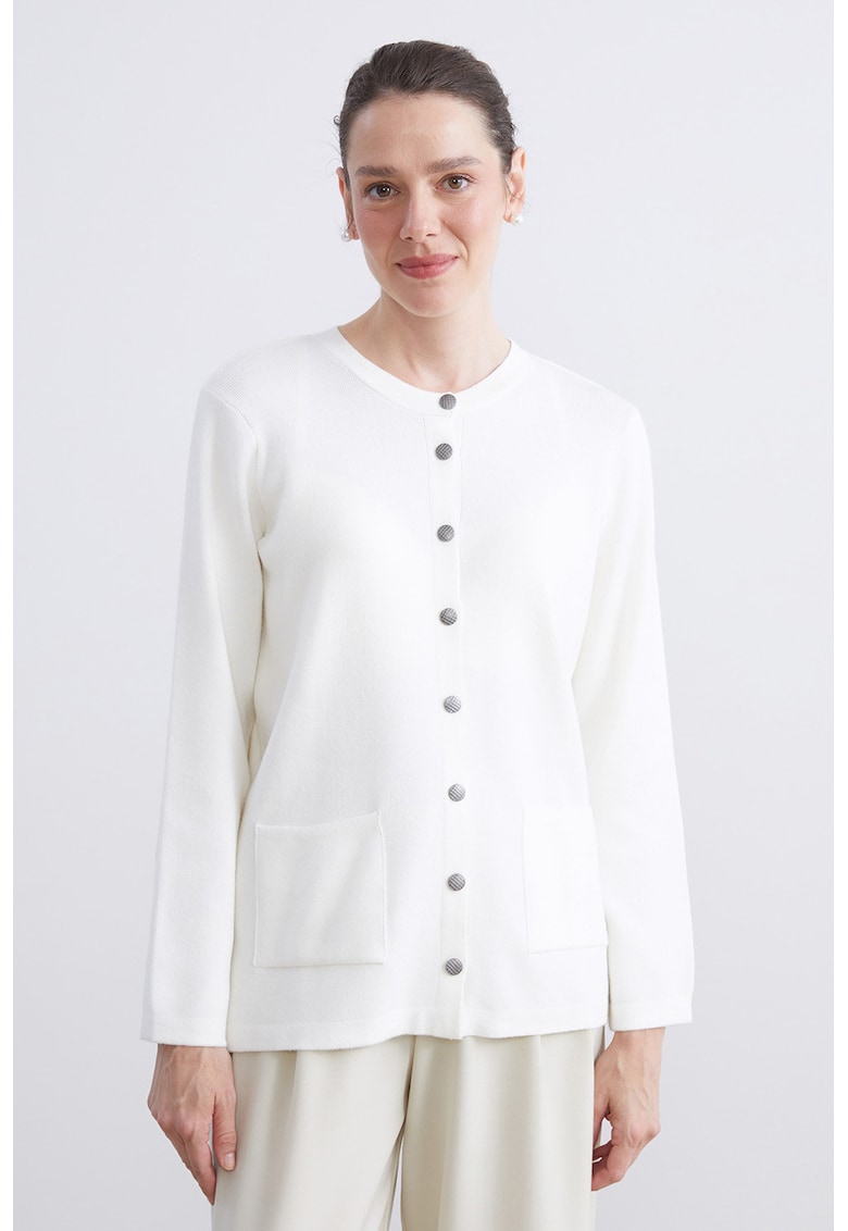 Cardigan cu nasturi si buzunare laterale