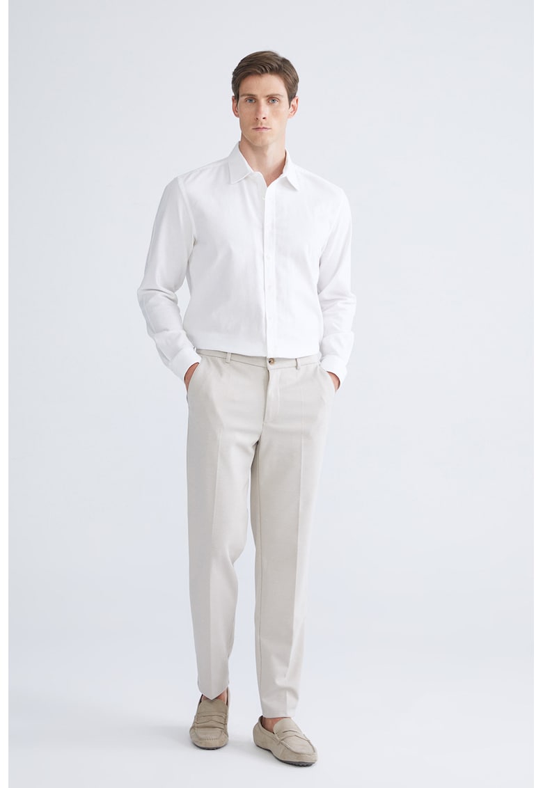 Pantaloni uni cu croiala conica - Bej deschis