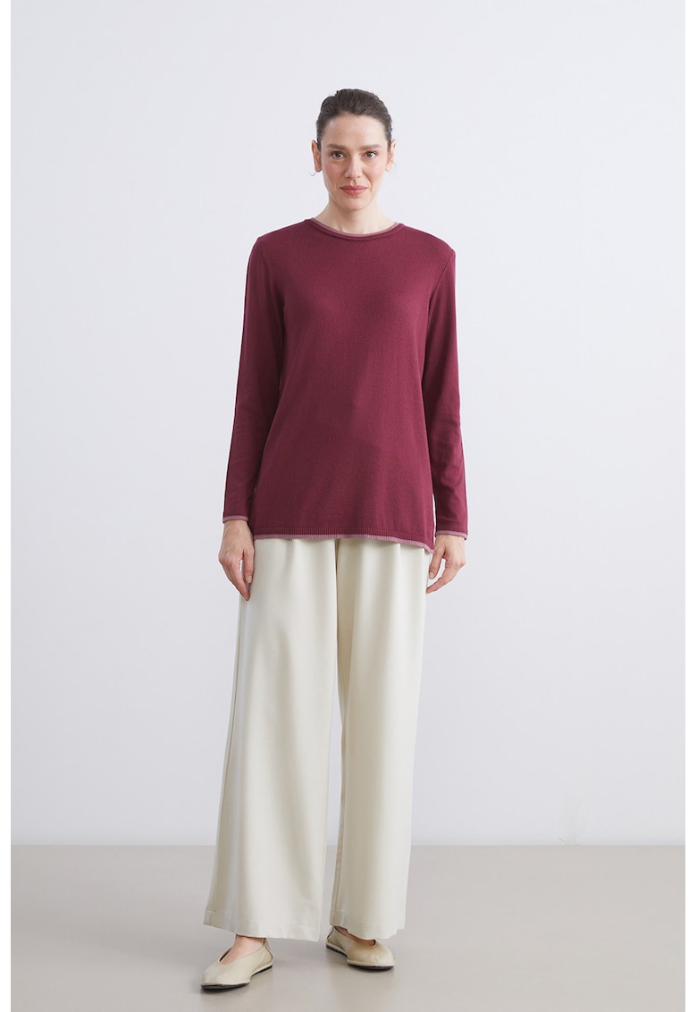 Pulover uni tricotat fin